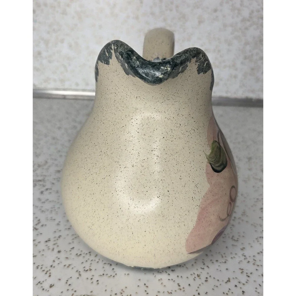 Country Crafts Pottery Spongeware Pear & Grapes Plate Pitcher Soap Dispenser Set
